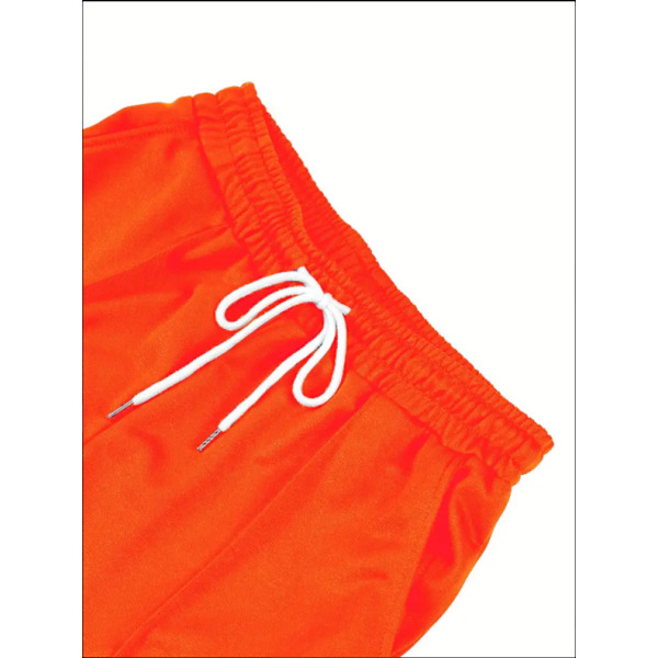Herre sport fritid fire sesonger lange slengbukser slim fit snøring elastisk midje ensfargede bukser Orange L