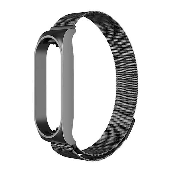Milanese loop rem for Xiaomi Mi Band 7 6 5 4 3 Rem i rustfrit stål med magnet Metalrem til Xiaomi mi band 4 3 Remme 2 sort 2 black Mi band 4 3