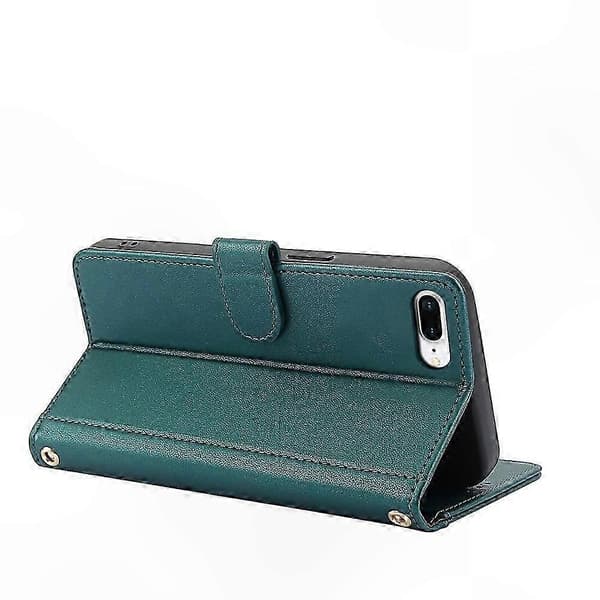 Læderetui med \"Skin Feel\" til iPhone 7 Plus og 8 Plus Green