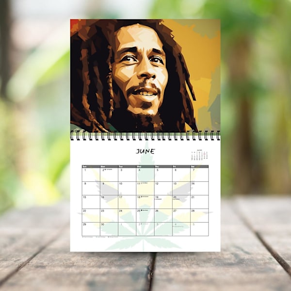 2025 Bob Marley Kalender - 12 Måneder, Daglig, Ugentlig, Månedlig Planlægger, Familie, Tidsplan, Agenda, Organiser