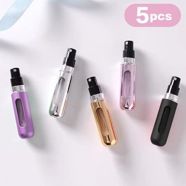 Bärbara Mini Påfyllningsbara Parfym Atomizer Flaskor Resestorlek Sprayflaskor, Liten Parfymspray Utomhusaktiviteter och Affärer 5ML, Gul Lila