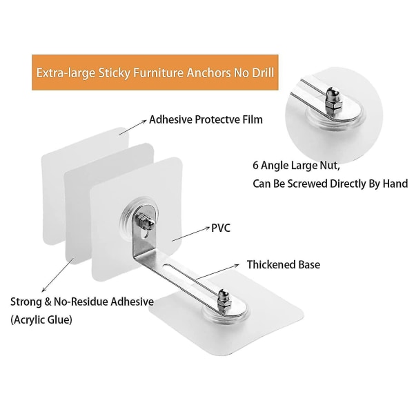 Møbelanker Væganker, Anti Tip Møbelanker Ingen Boring, Lim Møbel Væganker Sztlv