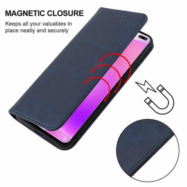 Magnetisk læder telefoncover til Xiaomi Poco X2 Blue