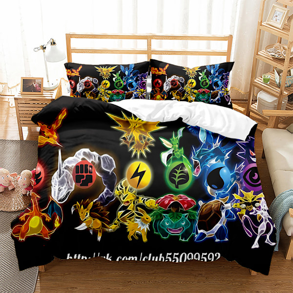 3D digitaltryckt påslakan örngott sängkläder tecknad Pikachu tredelat set hemtextil fyrdelat set 23 140*210