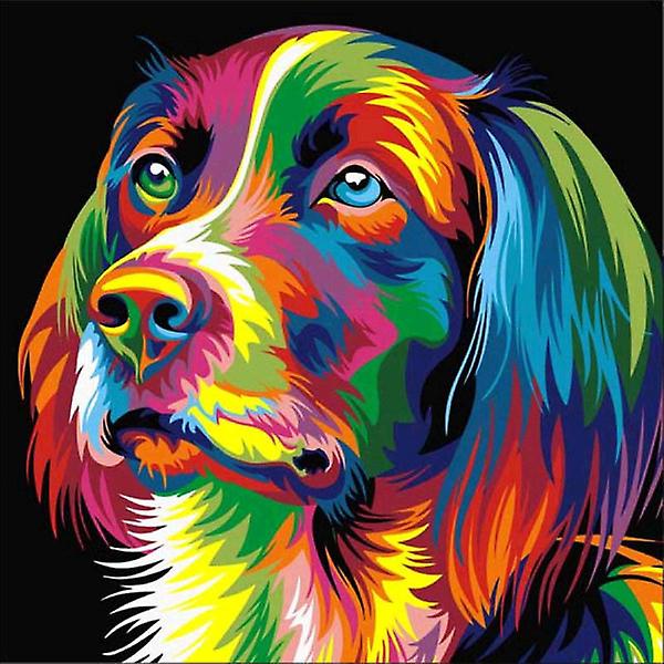 Diamantmaling Firkantede Perler 40x50cm 5d Diy Dyr Hund Flerfarget