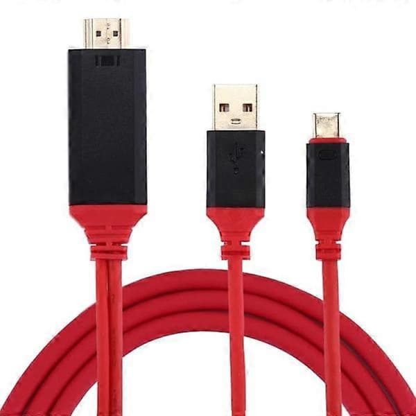 USB-C till HDMI-adapter 2 m röd