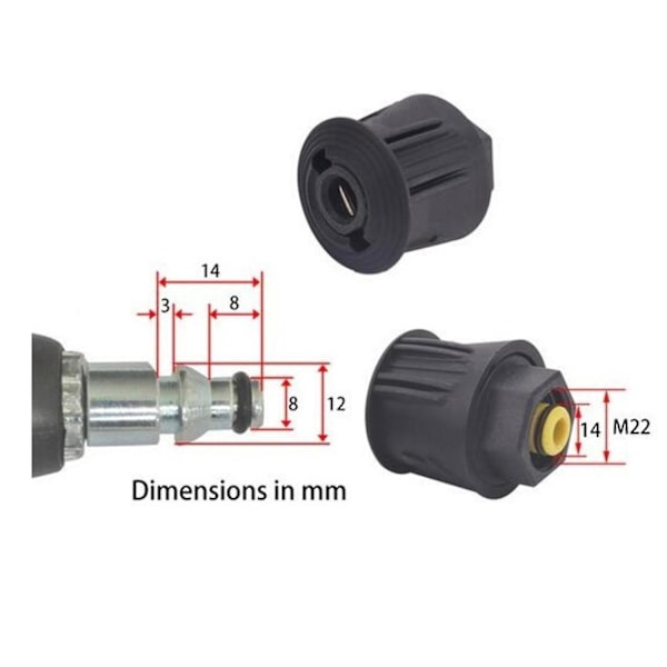 2x vaskemaskine slange adapter M22 konnektor konverter udløb fitting til Nilfisk dele