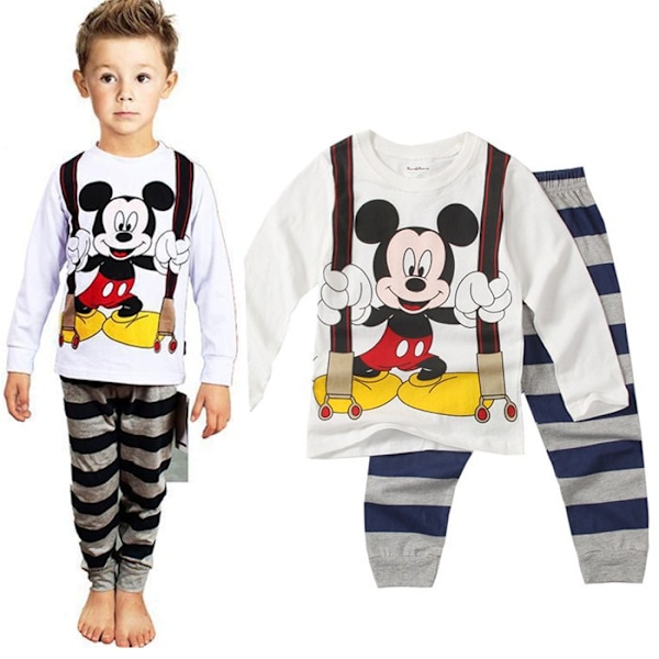 Mickey Mouse Bomull Långärmad Hemmakläder Tvådelad Byxa 8 100cm
