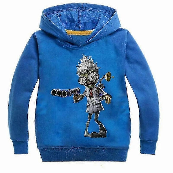 PVZ Barn Hoodie Plants VS Zombies Spel Pojkar Flickor Tröja Jumper T-shirt Toppar Blue 4 130(6-7T)