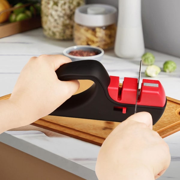 Minisliper Enhåndsbetjening 2-trinns saksespisser Sklisikker knivsliper Effektiv kutterslipeverktøy Kjøkken Spisestueutstyr
