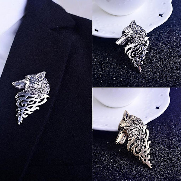 2 stk. Vintage Ulve Brosche Nål Badge Lapel Nål Skjorte Dragt Mænd Smykker Gave