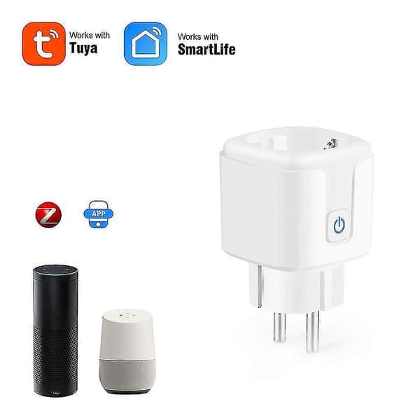 Zigbee Tuya EU Smart Plug Intelligent Stikkontakt Wifi Fjernkontroll Stemmestyring Alexa