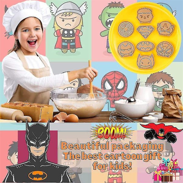 8-pack Spiderman Superman Q Version Cookie Cutters Söt Superhjälte Form Kaka Fondant Bakning Gör-det-själv Mould