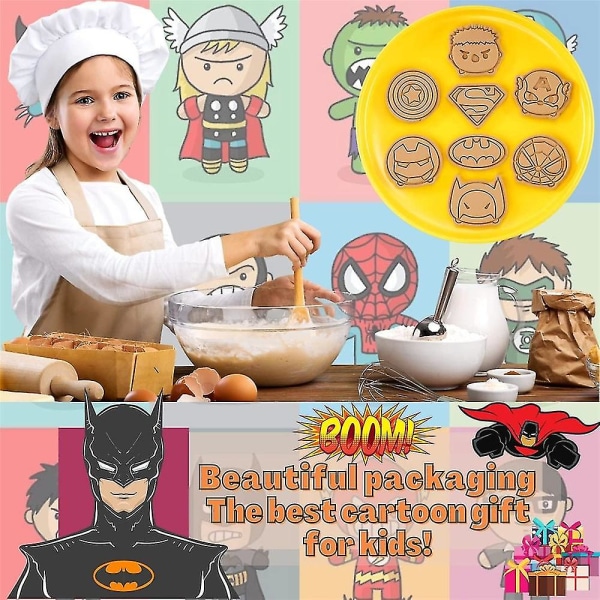 8-pak Spiderman Superman Q-version Cookie Cutters Sød superhelte-kiksform Kagefondant bagning gør-det-selv dessertformværktøj