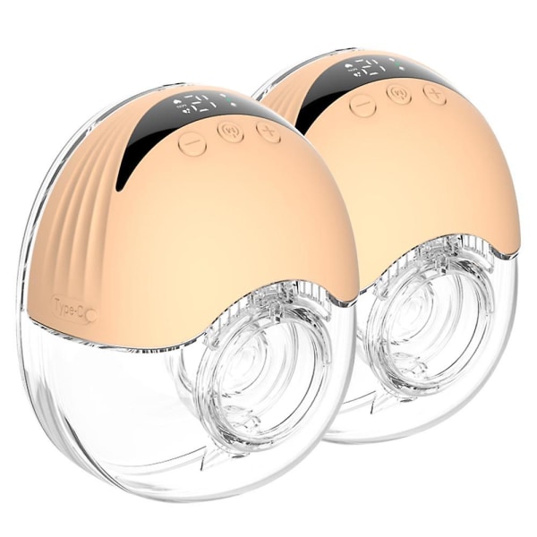 2st handsfree bröstpump Bärbar elektrisk bröstpump Lättvikt med LED-skärm 4 lägen & 12 pink 1-Pack