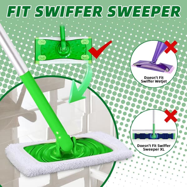 5-pak Genanvendelige Mikrofiber Moppeklude til Swiffer Moppe, Vaskbare Moppeklude, Moppe Erstatningsklude til Gulvrengøring