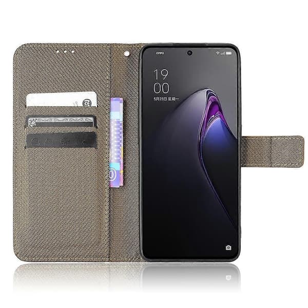 Diamanttexturerat läderfodral för OPPO Reno8 Pro Brown
