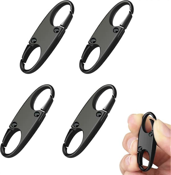 Zipper Clip Anti-theft, Double Opening Zipper Puller Replacement, Removable Zipper Connectors Zipper Lock-Black 4PCS[SL] Black