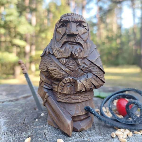4 stk Odin Thor Tyr Ulfhednar norrøn hedensk harpiks vikingstatue, norrøne hedenske hageskulpturer og statuer