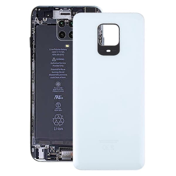 För Xiaomi Redmi Note 9S OEM Glas Batteri Bakstycke White