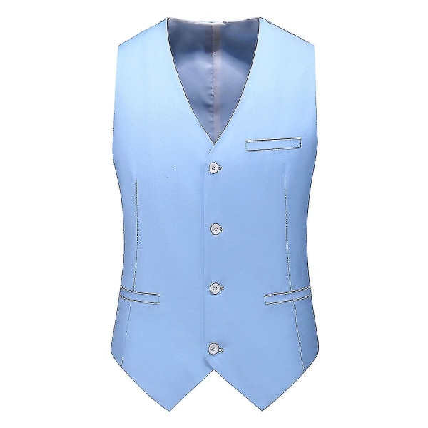 Bryllupsbankett for menn Formell dress Vest Business Slim ensfarget vest Sky Blue S