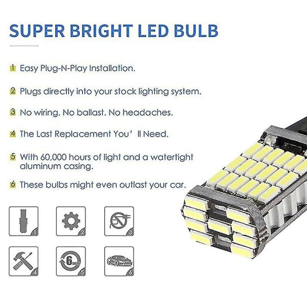 2x Canbus T16 T15 921 W16w Led Polttimo Auton Peruutusvalot