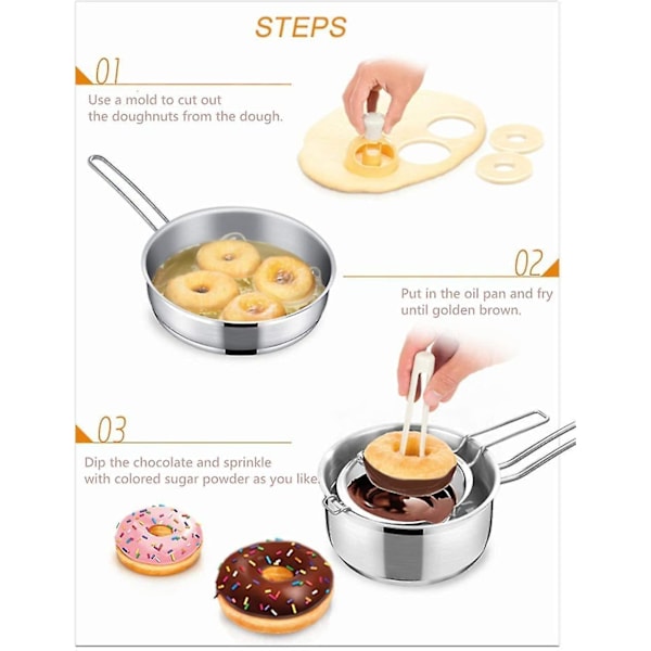 2-pack Donut-utskärare Set 3 tum kakform Rund för bakning Donutform Plast Dopp Pli