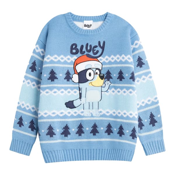 Bluey Gutter Karakter Julegenser 4-5 År Lyseblå Light Blue 4-5 Years