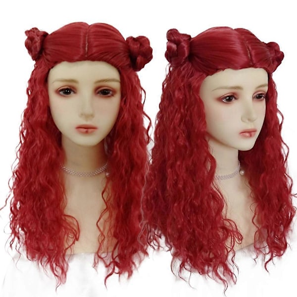 Descendants 4: The Rise of Red Adults Womens Long Red Curly Wavy Wigs Cosplay Costume Synthetic Hair Wig Accessory for Halloween Party