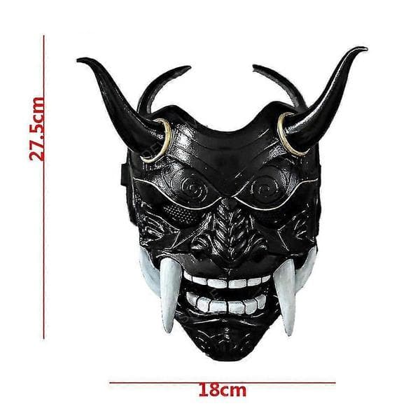 Samurai Oni Maske til Halloween og Cosplay Fester Black