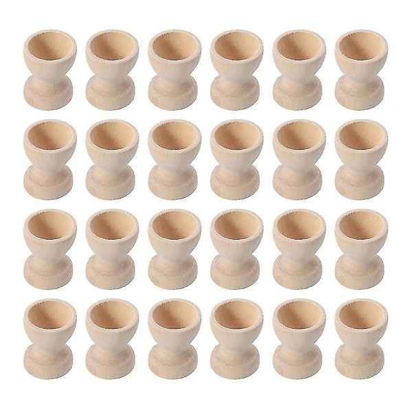 24 st Trääggställ Eggkoppar Äggförvaring Easter Egg Cups För Hemmet BlueSilver