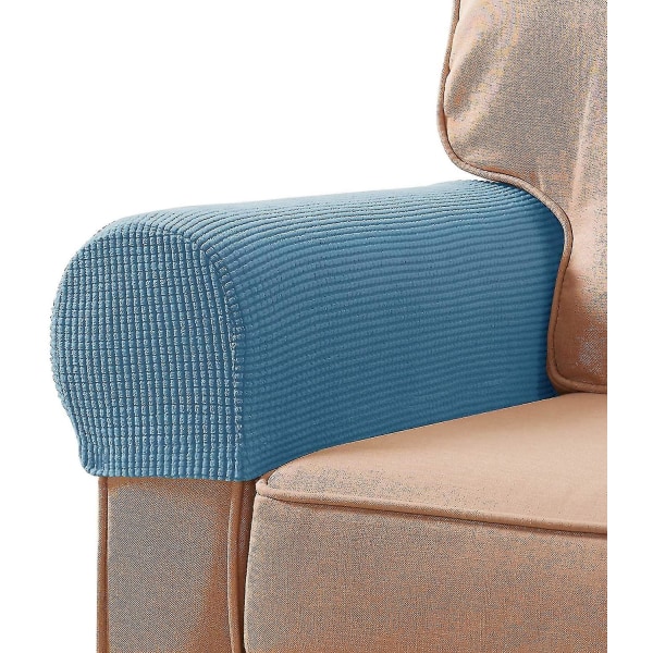 Stretch Armrest Covers Spandex Arm Covers For Chairs Couch Sofa Armchair Slipcovers For Recliner Sofa With Twist Pins 2pcs Denim blue