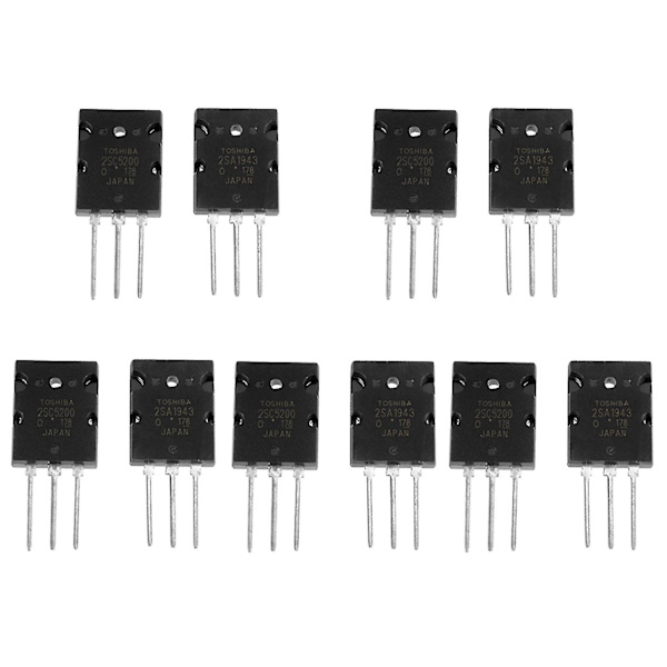 5 par svart 2sa1943 2sc5200 power matchad ljudtransistor -a