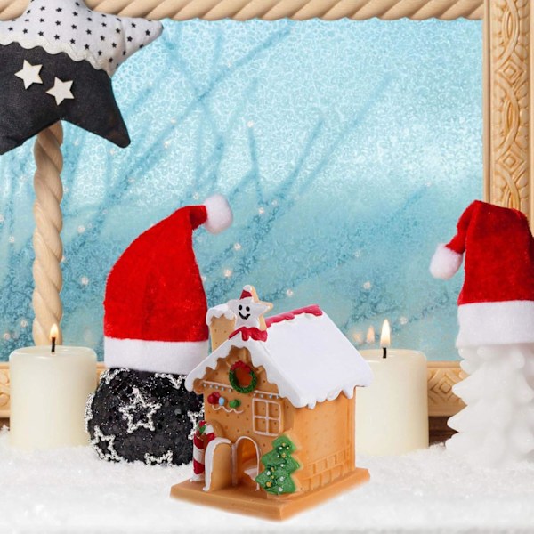 VOSAREA Lysende LED Pepperkakehus Julekake Ornamenter Dekorasjoner Dekorativ Bordplate Xmas Hjemmedekor for Juleferie