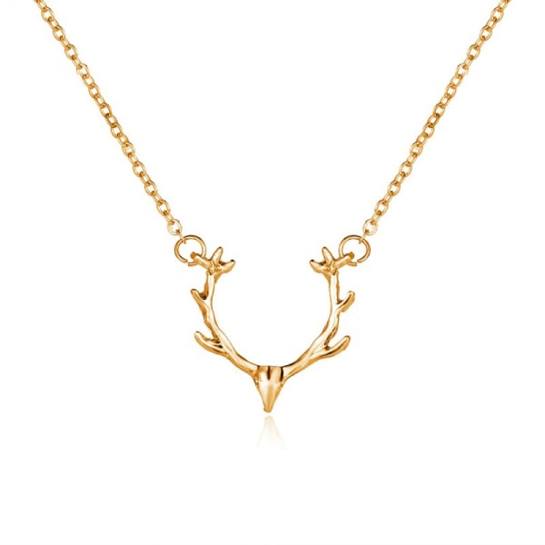 Boho Deer Antler Choker Halskæde Guld Elk Head Pendant Halskæde Bohemia Antler Deer Choker Sødt dyr halskæde Kædesmykker til kvinder og piger