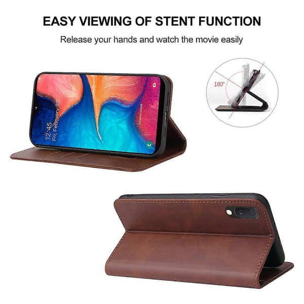 Magnetiskt Läderfodral för Samsung Galaxy A20e Brown