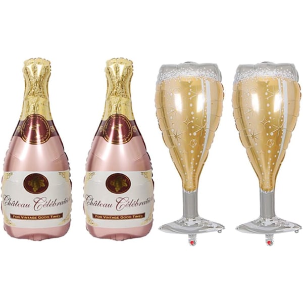 Champagne Glass Ballong Mylar Folieballonger Bursdag Forlovelse Bachelorette Party Brude Dusj Bryllup Feiring Jubileum Dekorasjoner 4 stk