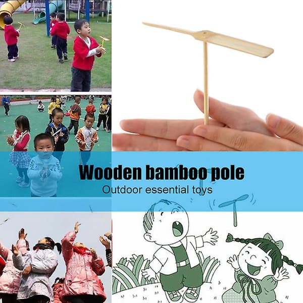10 st Bambu Trollslända Flygande Leksaker Handgnugga Propeller Flygande Fe Leksak För Barn