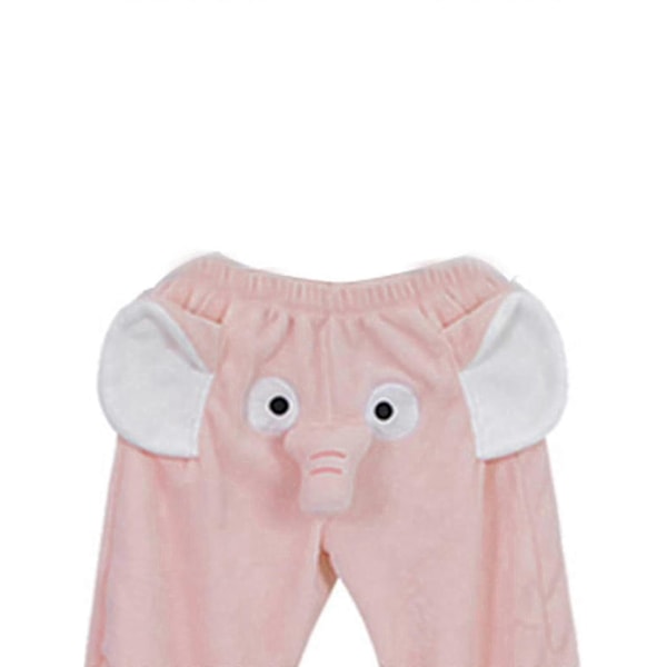 Sjove Elefant Bukser til Kvinder og Mænd - Loungewear til Hjemmet - Bløde Par Pyjamasbukser - Gave til Kæresten -z Pink L