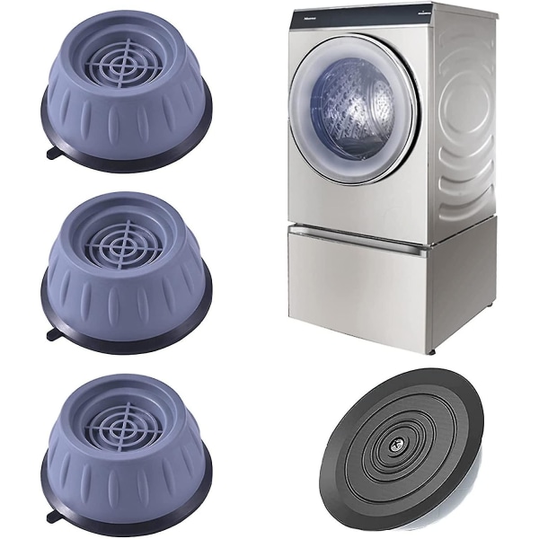Tvättmaskins vibrationsdämpare, set med 4 universal vibrationsdämpare med gummibas, antivibrationsfotsdämpare för tvättmaskiner och D