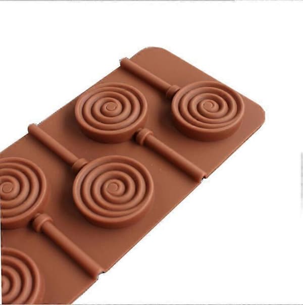 Lollipopform i silikon, sjokoladeform, typisk rund 1 stk brun