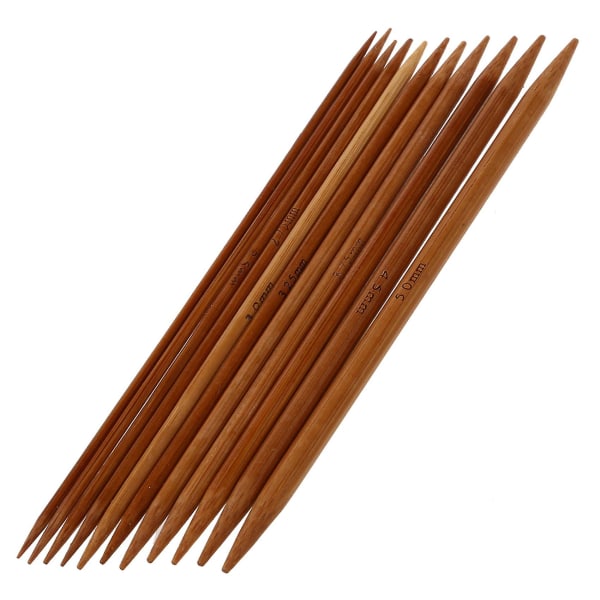 10 sett med 11 størrelser 5 tommer (13 cm) dobbelspiss karbonisert bambus strikkesett Nålesett (2,0 mm)