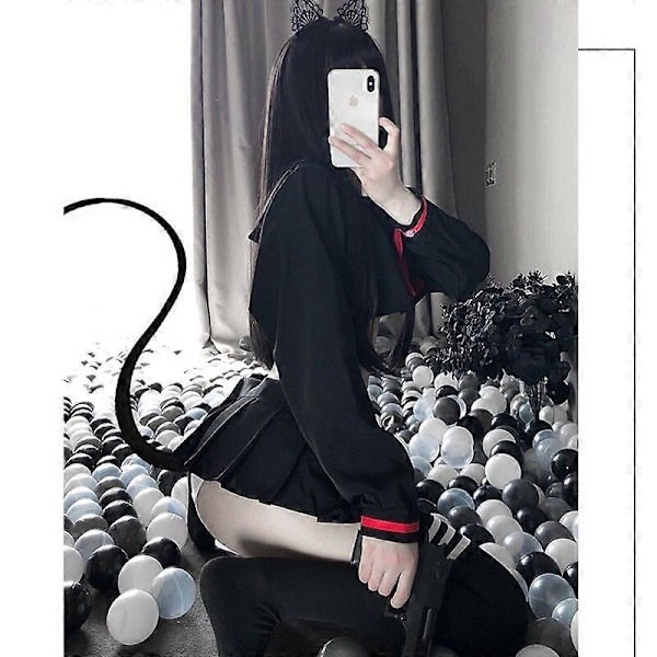 Suloinen ja seksikäs alusvaatteet Anime Cosplay-asu Jk-univormu Kiusaus Kwaii Lolita Mini Top Hame Eroottinen roolipeli Opiskelija Sailor-asu Black