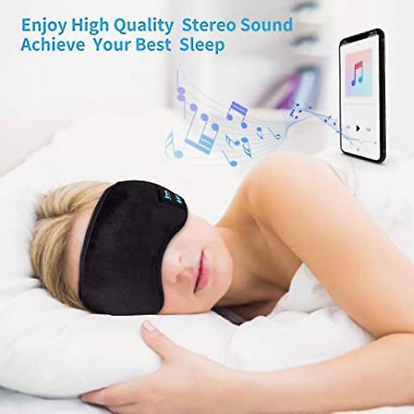 Bluetooth Hovedtelefoner Maske Øjenpandebånd Sove Trådløs Søvn Musik Sport Blød