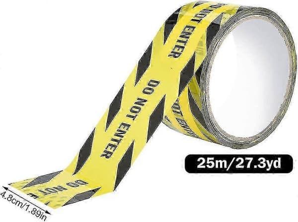 Varningstejp, 4,8 cm x 25 M FÅR EJ TILLTRÄDAS Självhäftande Säkerhetstejp Gul Varningstejp (Svart/Gul)
