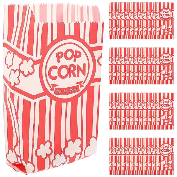 Slinx 100 stk. papirpopcornposer til fest, bulk popcornbeholdere til filmaftenpynt
