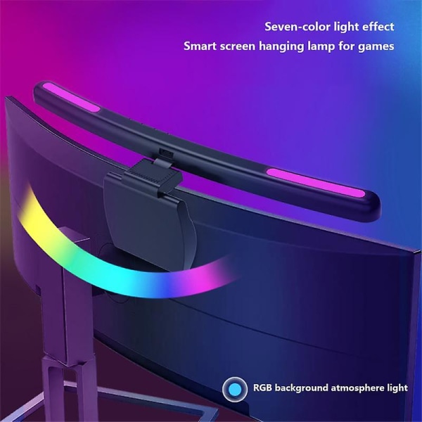 Buet Skærm Monitor Hængende Lampe Lysstang Rgb Farverig Baggrund Atmosfære Lys Trinløst 30SFS