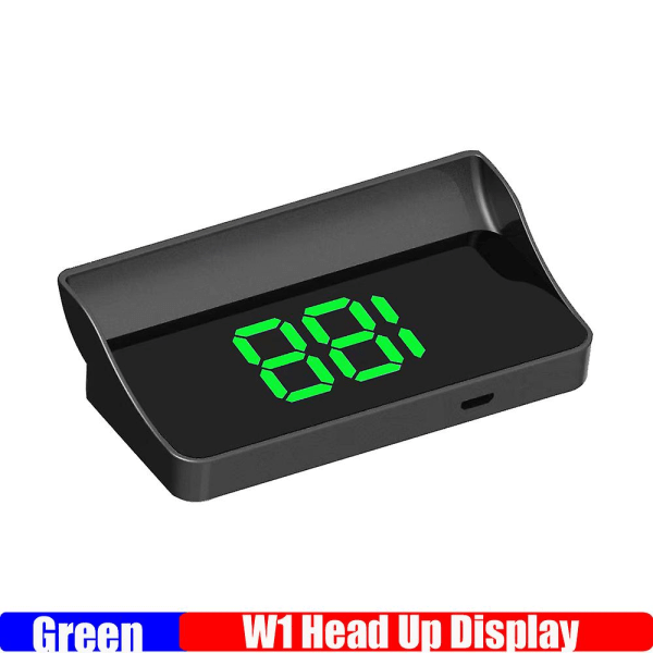 W1 KMH PMH GPS Auto Car Speed ​​HUD Head-Up Display Speedometer Alarm til alle biler Oplader Projektor GPS+Beidou Dual Chipset Green