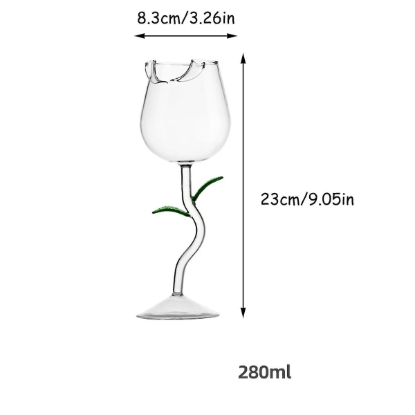 Roseformet kopp, drikkeglass til fest, bryllup, valentinsdag, holdbar gave, kreativ, gjennomsiktig, grønn, rosa vinglass Green 280ml