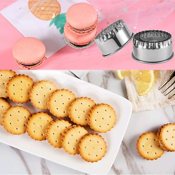 Cookie Cutters / Cake Cookie Scone Cutters Forms Stempler for matlaging baking ( 3 stk, rund kant)